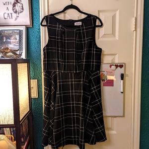 🛍️ ELLE Black/White Check Fit & Flare A-line Dress
